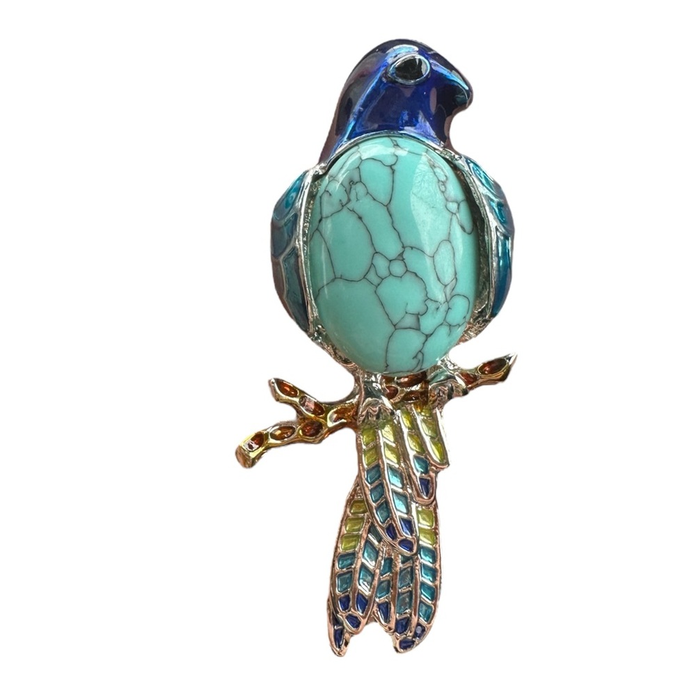 Colorful Parrot Tropical Bird Pendant and Brooch Pin